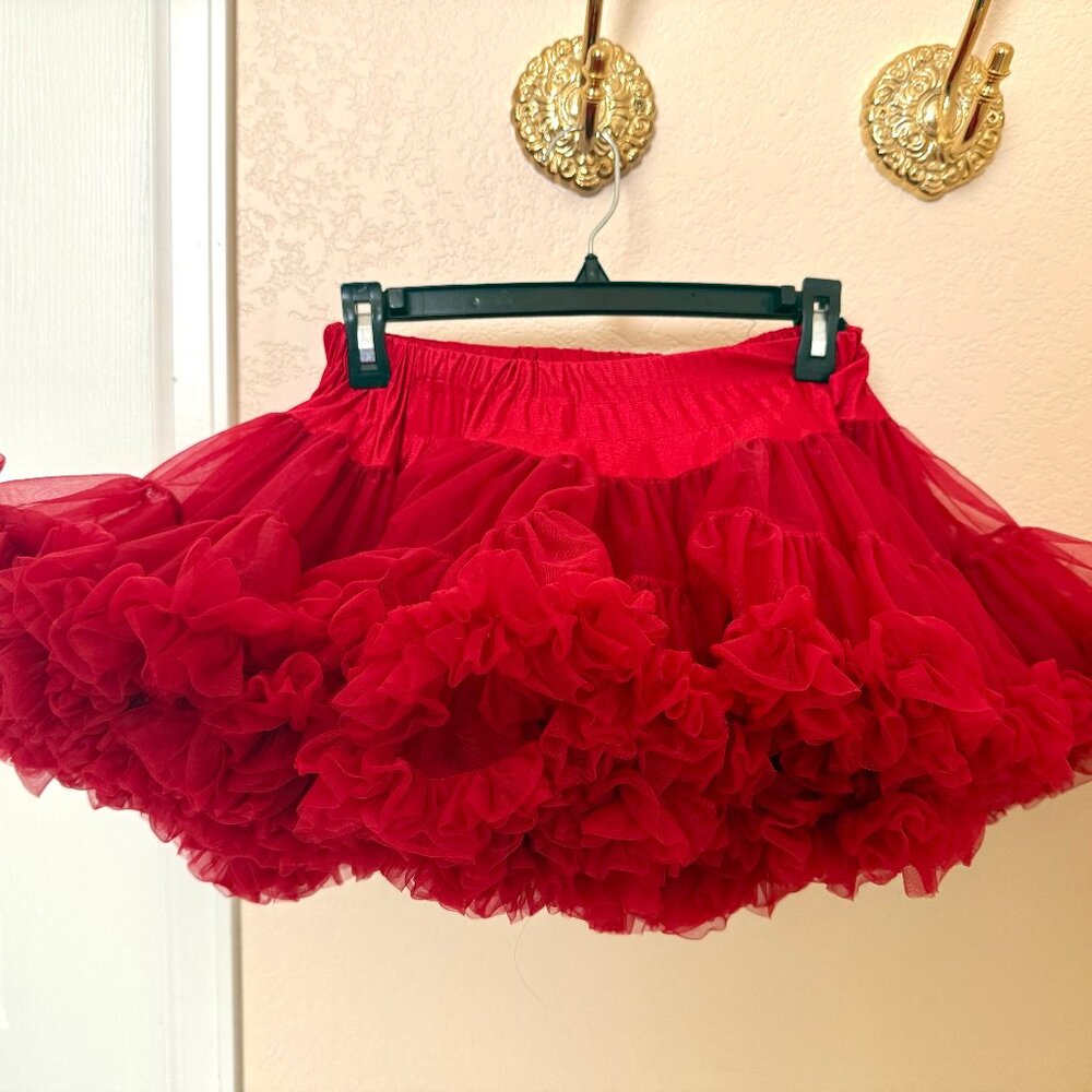 Fluffy Red Petticoat Skirt for Girls